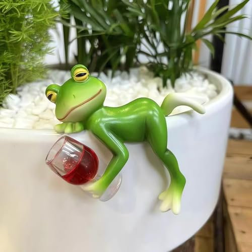 Grenouille pour Pot De Fleurs, Adorable Grenouille en Résine pour Pot De Fleurs, Grenouille Mignonne pour Plante, Décoration De Jardin pour Terrasse Et Cour (C)