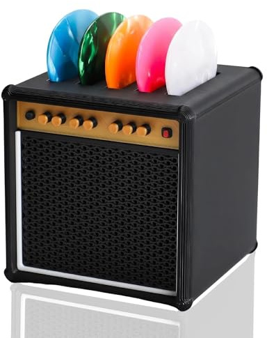 Guitar Picks Holder Box, Amp Speaker Pick Holder with 5 Celluloid Guitar Picks, Guitar Pick Storage Box Set for Guitar, Bass, Ukulele Players