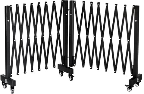 ATSARIUM 16FT Expandable Barricade Gate, Expandable Metal Barricade Gate Aluminum Fence with Wheels, for Industrial or Residential Use (16FT)