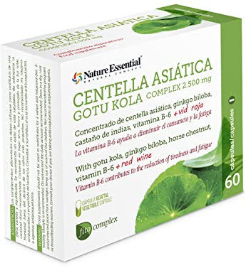 Nature Essential | Centella Asiática Complex 2500 mg | 60 Cápsulas | Con Castaño de Indias, Vid Roja y Ginkgo Biloba