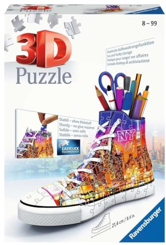 Ravensburger 3D Puzzle 11152 Sneakers Skyline - Porte-Stylo Pratique - 108 pièces - Organiseur de Bureau pour Enfants à partir de 8 Ans