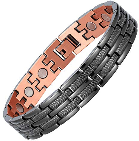 BioMag Kupfer-Armband für Arthritis, reines Kupfer-Gliederarmband für Männer zur Schmerzlinderung, verstellbar, mit Schmuck-Geschenkbox