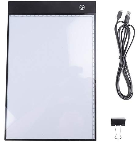 Zeichenbrett A4 LED Lichtpad A4 LED Leuchttisch Leuchtplatte Dimmbar Leuchtplatte mit USB Kable Ideal für Designen Kopieren Zeichnen Skizzieren Animation