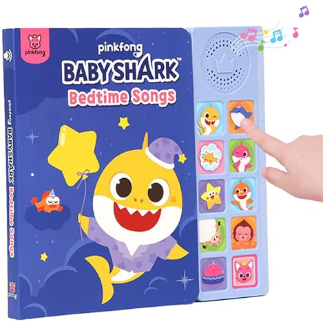 Pinkfong Baby Shark Bedtime Songs 10 Button Sound Book - Interactive Musical Lullaby Toy for Toddlers & Babies, Sleep Routine Learning & Sensory Educational English Board Book - PFNSB009