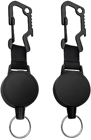BiaoGan Schlüsselanhänger Ausziehbar,2 Stücke SchlüSselband Ausziehbar mit Multitool Karabiner,SchlüSselband Ausziehbar Ausweis JoJo mit 60cm Ausziehbar Stahlseil