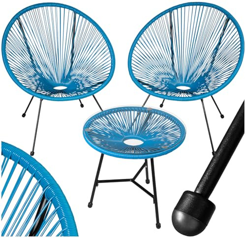tectake® Ensemble Table et Chaises Acapulco Salon de Jardin Exterieur Table de Bistrot Bar, Structure en Acier lâqué époxy, Mobilier de Jardin Amenagement Balcon Terrasse