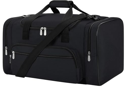 75L Sporttasche Reisetasche Fitness Tasche mit Schultergurt Wochenendtasche für Damen und Herren (Schwarz, 75L)