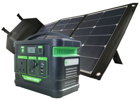 Eden Power- Portable Power Station + 60W Foldable Solar Panel : 296Wh Solar Generator 300W/230V AC Output, USB-C, fast Charging,for Outdoor Travel Camping Emergency Home power supply