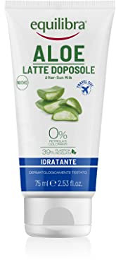 equilibra Solari Aloe feuchtigkeitsspendende After Sun Milch, Travel Size, auf Basis von Karottenöl, Vitamin E, Aloe Vera gleicht (40%), feuchtigkeitsspendende Aftersun Milch, erfrischt und gleicht
