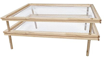 Wooden Stackable Food Dryer With Net Wooden Pasta Herb Drying Racks Multipurpose Q1R1 for Home Food-Dryer 2-Tier