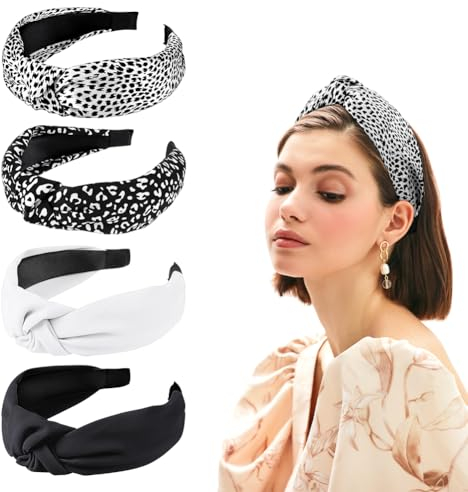 LOPHE 4 Stück Stirnbänder für Damen, Haarreifen Damen, Rutschfest, Modisch, Vintage Haarband, Haarreifen Breit Stirnband für Damen und Mädchen (A)