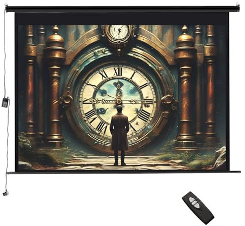INMOZATA Electric Projector Screen 72 inch/159x89cm Motorised Projector Screen with Remote Control 16:9 Ratio Movie Screen for for Home Theater Cinema Office Video Game Outdoor Indoor-Black