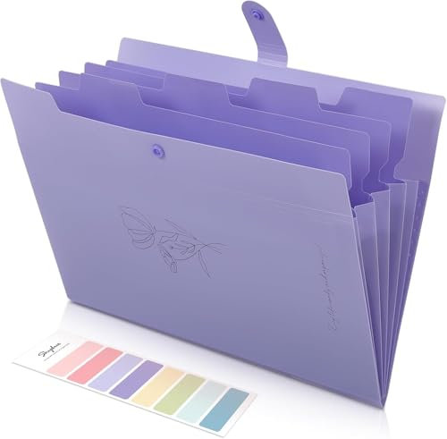 SKYDUE Document Organiser, A4 Expanding File Folder, Colored Plastic Folders,Sturdy and Protective File Storage to Organise Paperwork, Receipts, Invoices, Bills, Documents(Taropurple)