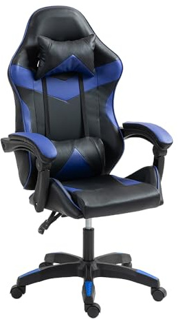 Panana Gaming Chair Ergonomic High-back, Computer, Office, Study, Swivel, Reclining Gamer Chairs with Headrest and Lumbar Support (Blue)