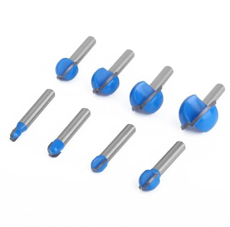 Ensemble de 8 fraises à bout sphérique à tige 1/4 de 6 mm for bois, outils en carbure monobloc CNC(6mm 8pcs)