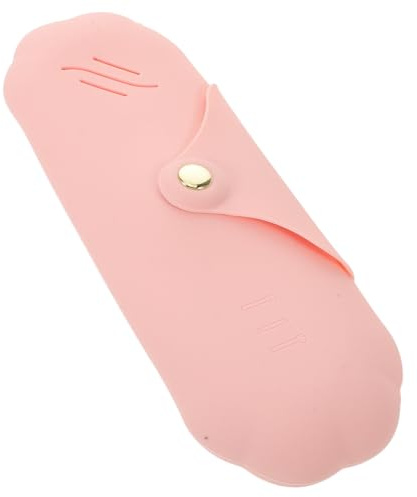 LIFKOME Portapennelli Trucco Silicone Compatto per Viaggio con Chiusura Sicura Organizer Unisex per Pennelli Matite e Gioielli Facile da Pulire Custodia Rosa