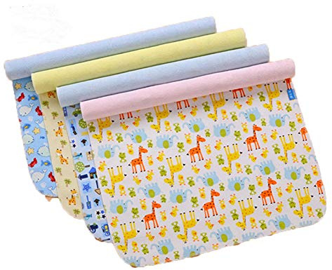 Monvecle 4 st pack baby spädbarn vattentät bomull skötbäddar tvättbara återanvändbara blöjor foder mattor (4 st paket – 45 x 30 cm)