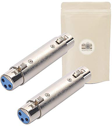 2x Connettore accoppiatore XLR 3 poli pin femmina/femmina per cavo prolunga estensione - Connettore stereo in ABS e metallo - Adaptout marca francese