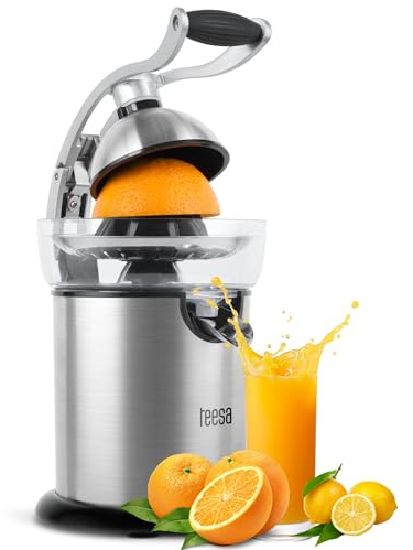 teesa TSA3011, spremiagrumi Elettrico con Manico, in Acciaio Inox, da 130 W/350 ml, Colore: Argento, 0.35 Litri, Inossidabile