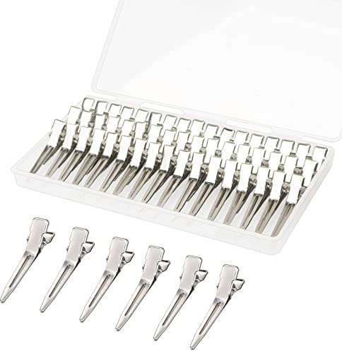 60 Stück Entebill Haarspangen für Frauen, Gingbiss 1,8 Zoll Silberfarben Haarclips mit Aufbewahrungsbox, Alligator Curl Hair Clips für Friseursalon, Friseur, DIY