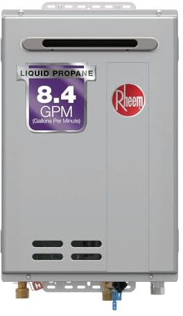 Rheem RTG-84XLP-3 High Efficiency Non-Condensing Outdoor Tankless Liquid Propane Water Heater 8.4 GPM, 180,000 BTUs