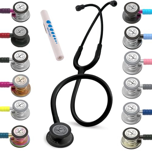 Stetoscopio 3M Littmann Classic III con Incisione Gratuita + Penlight (Nero/Rainbow Edition)
