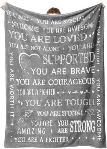 musaecoin Gifts for Women or Men - Get Well Soon Blanket, Thinking of You Gift for Friend Sister Coworker, Feel Better After Surgery Gifts for Sick Women Men, Inspirational Present for Her Him (Grey)