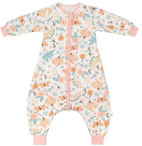 LILBESTIE Toddler Sleeping Bag, 1.5 TOG Sleeping Bag with Feet and Arms Cotton Sleep Sack All Seasons (Butterfly, 3-5 Years)
