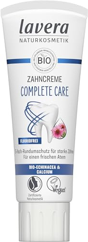 lavera Tandkräm komplett vård fluoridfri – 5x skydd – ekologiska växtingredienser – bio echinacea & kalcium – vegansk – naturkosmetik – 75 ml