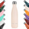 polar-effekt Trinkflasche Edelstahl 0,5 Liter creme personalisiert - Flasche mit Namen - das Geburtstagsgeschenk - isolierte Sportflasche - auslaufsicher und BPA-Frei