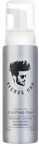 Avenue Man Unscented Sculpting Foam - Frizz Control & Firm Hold Hair Mousse for Men - Styling Hair Products - Mens Mousse for Hair Styling with No Crunch, Clean Texture & Long-Lasting Lift - 7 oz