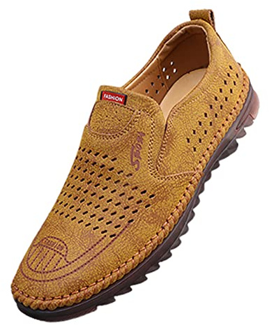 OBiQuzz Mocassins pour hommes Chaussures d'affaires Slip On Chaussures de loisirs Chaussures en cuir souple à semelle plate Chaussures respirantes Chaussures de marche Chaussures de conduite