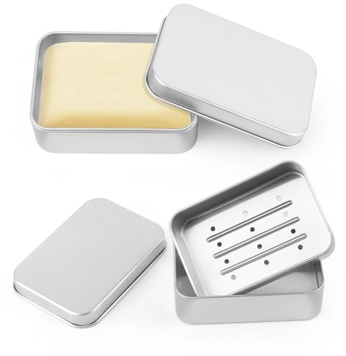 2 Pièces Boîte à Savon en Aluminium, Boîte à Savon avec Égouttoir, Porte Savons Amovible, Boite Savon de Voyage, Boite a Savon Etanche pour la Maison ou Les Voyages, Convient à Tous Les Savons Solides