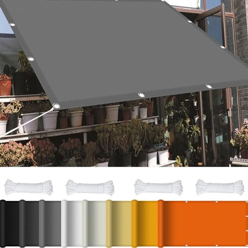 Rectangle Shade Segel 2.6 x 5 m Pes Polyester, 98% UV Block Vattentät Solskyddsduk Med Gratis Rep för Utomhus, Fest, Uteplats, Ljusgrå