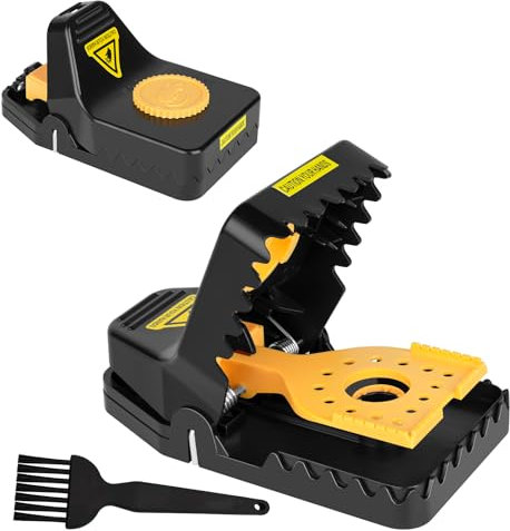 Rat Traps,2 Pack Super Heavy Duty Instant Kill Rat Traps,Reusable Humane Rap Trap for Mouse Rat Chipmunk,High Sensitive Mice Snap Trap for Indoors and Outdoors,Effective & Safe Rodent