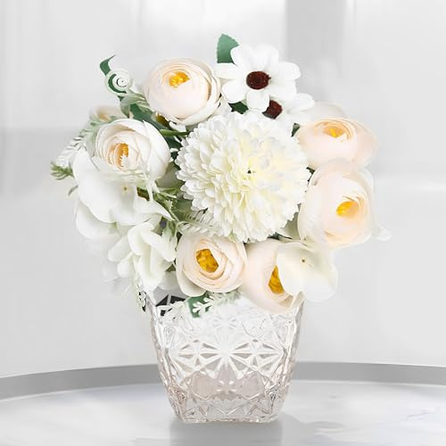 CINY Florero Flores Artificiales de Seda Falsas para Decoración de Hogar y Boda, Centro de Mesa, Escritorio