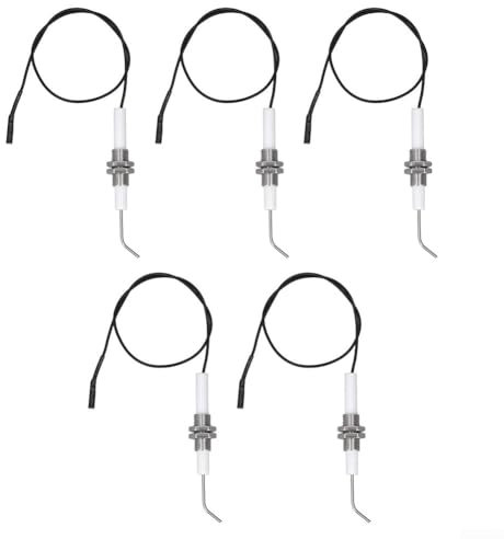 HomeVortex 5 electrodos de encendido de gas, M10* 1 Roscado Cerámica Chispa Electrodo, Alambre de chispa de encendido de electrodo de cerámica, para calentador de horno de parrilla de barbacoa,