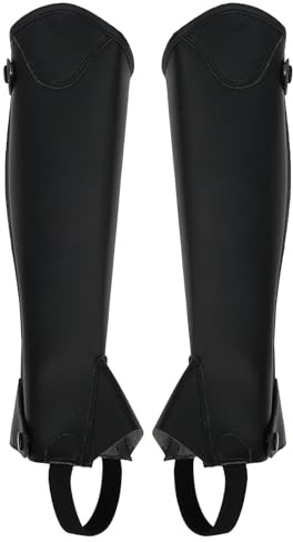 equlup Reiten Reiten Halb Chap, 1 Paar Superfaser PU Leder Halbhöfungsreiten Verstellbarer Kinder Halb -Kap -Unisex -Beinkörperschutzgeräte für Kinder (cm)