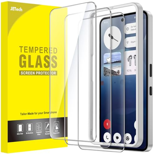 JETech Skärmskydd för Nothing Phone 3a/3a Pro, 3-Pack | 9H Härdat Glas, HD-Klar, Repskydd, Enkel Installationsram