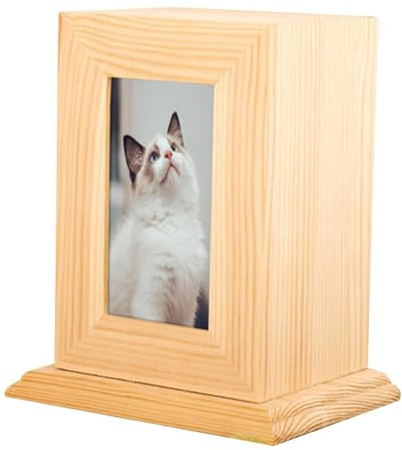 Urnas de madera para animales – Urna de cremación para cenizas de animales, caja de madera hecha a mano para perros y gatos | Caja conmemorativa con marco de fotos, urna de recuerdo personalizada