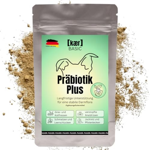 Kaer Basic Präbiotik Plus für Hunde – bei verstopften Analdrüsen, Kotfressen, Juckreiz, Pfotenlecken & Sodbrennen, mit natürlichen Ballaststoffen zur Stärkung der Darmflora - 200g Pulver
