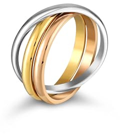 Kim Johanson rostfritt stål damring *tricolor* i silver, guld och roséguld | omlottring | vattentät | smycken för kvinnor | 3 stängda ringar | damring i olika storlekar