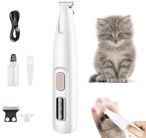 Patounet Tondeuse de Précisionpour Chat，Tondeuse Électrique Précise Ultra-Silencieuse, Lames Hypoallergéniques et Sécurisées, Rechargeable et Douce pour Votre Chat