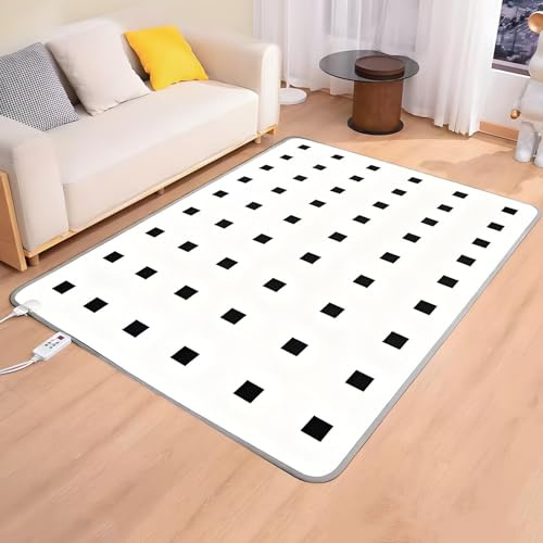 Alfombra de calefacción eléctrica, almohadilla de calefacción por debajo del suelo, PVC duradero, temperatura ajustable, calor circulante interior para mayor calidez, 100 x 150 cm