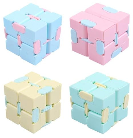 4PCS Infinity Cube, Fidget Cubes for Adults, Stress Relief Cube for Office Work and Classroom Focus, Portable 8x4x2 cm(Multicolored)