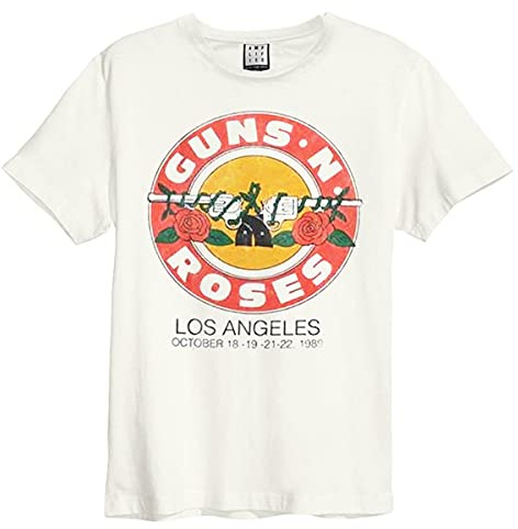 Guns N Roses Amplified Collection - Vintage Bullet Men T-Shirt Off White XL, 100% Cotton, Regular