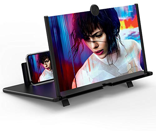 14 Screen Magnifier –3D HD Cell Phone Magnifing Screen Enlarger Projector for Movies Videos and Gaming – Foldable Phone Stand Holder with Screen Amplifier–Supports All Smartphones