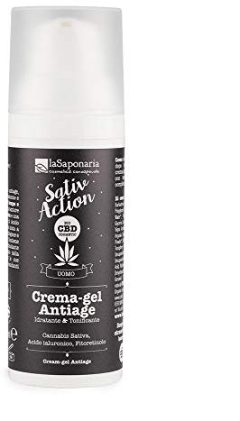 La Saponaria | Crema-Gel viso uomo Antiage, Crema viso uomo ad azione Antiage, Tonificante e Idratante con CBD, Acido Ialuronico, Fitoretinolo, 50ml