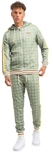 Lonsdale Men's LITTLESTONE Trainingsanzug, Green/Yellow/Ecru, XXL