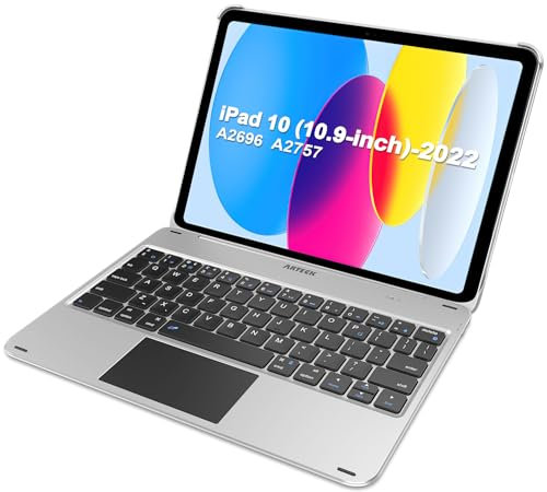 Arteck iPad 11th 10th Generation Keyboard Case, Folio Cover, Multi-Touch Trackpad, Detachable Bluetooth Keyboard for iPad (A16) 11th/10th Gen